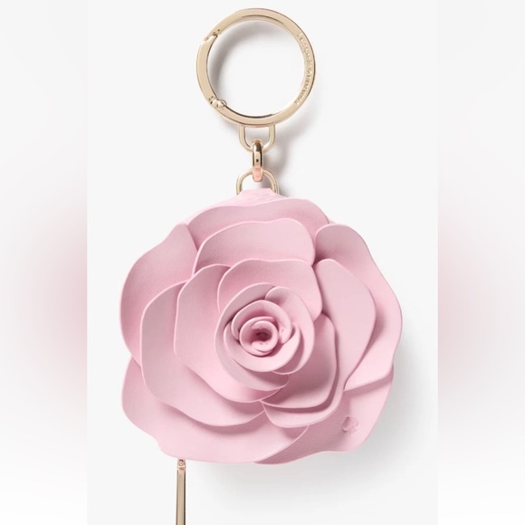 Kate Spade 3D Coin Purse Flora Rose Pink Leather Bag Charm KE691 NWT $149 MSRP - Picture 3 of 9